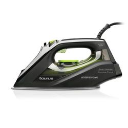 Taurus Stoomstrijkijzer 3000 W vermogen, stoomslag van 200 g/min, met nauwkeurige tip, ECO-positie, geanodiseerde zool, glijdend, antikalksysteem, waterspray, kleur zwart