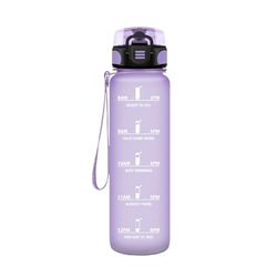 HoneyHolly Sportvattenflaska, 500 ml, läckagesäker plast, vattenflaska, lämplig för kolsyra, sportflaska för cykel, barn, skola, fitness, yoga, ljuslila