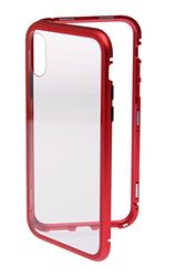 V-Design MMC 024 Magic magnetase för iPhone XS/X röd baksida härdat glas fullt skydd skal skydd fodral kompatibel med iPhone XS/X