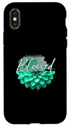 Light Teal Aqua Blessed Flower Light Teal Aqua Graphic Case for iPhone X/XS