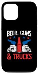 Custodia per iPhone 15 Patriottico americano Birra Gun Lover Truck Driver 4 luglio