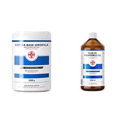 AIESI & reg; Crema Base Idrofila emulsione neutra magra pura barattolo da 1 Kg ideale per uso Farmaceutico & reg; Olio di Mandorle Dolci F.U. puro 100% spremuto a freddo per uso Farmaceutico