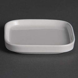 Olympia Whiteware Plats Miniatures en Porcelaine Blanche 93mm - Bords Roulés Résistants aux Éclats - Va au Lave Vaisselle - Paquet de 12