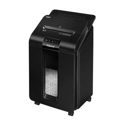 Fellowes distruggi documenti ibrido a miniframmento 100M, funzionamento automatico e manuale, 100 fogli, per casa e piccolo ufficio, distruggidocumenti silenzioso e con modalità riposo, nero