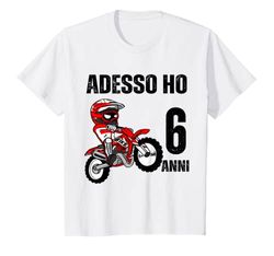 Bambino 6 Anni Compleanno Motocross Bambino Regalo 6 Anni Dirt Bike Maglietta