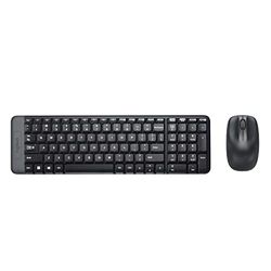 Logitech MK220 Compacte, Draadloze Toetsenbord- en Muiscombinatie voor Windows, 2,4 GHz Draadloos met USB-Ontvanger, 24 maanden Batterijduur, PC, Laptop, US Intl QWERTY indeling - Zwart