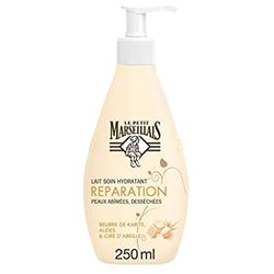Le Petit Marseillais Lait Corps Hydratant, Réparation, au Beurre de Karité, Aloes et Cire d'Abeille, Pour Peaux Très Sèches, 250ml