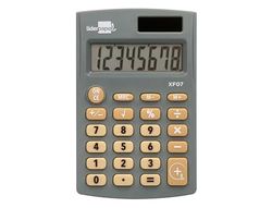 Calcolatrice leadercarta tasca xf07 8 cifre solari e batterie colore grigio 98x62x8 mm