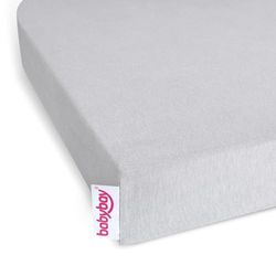 babybay Jersey Fitted Sheet Deluxe Suitable for Extension Side Original, Maxi, Midi and Box Spring, Light Grey