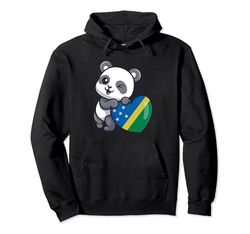 Isole Salomone Cuore con Panda Pride Bandiera delle Isole Salomone Felpa con Cappuccio