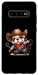 Galaxy S10+ Western Rodeo Cowboy Hat Bulldog Texas Animals Case