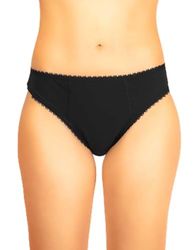 HAUTE PRESSION Brasilianska urinläckta trosor för kvinnor i svart färg med elastisk spets i midjan och låren, Ref tulpan T36, absorberande och återanvändbar, svart, 34