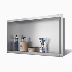 Bernkot Nicchia per doccia in acciaio inox, 61 x 30,5 cm, spazzolata, nessuna piastrella necessaria, mensola da incasso per doccia, per bagno, installazione a incasso