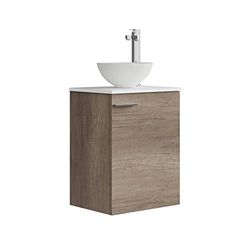 Baikal Conjunto De Mueble De Baño 45cm. Incluye Mueble con Lavabo. Melamina 16mm. Mueble MONTADO. Encimera + Lavabo. Sin Espejo 1 Puerta Tirador Horizontal Nebraska