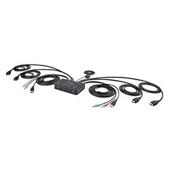StarTech.com Cable Switch Conmutador KVM de 2 Puertos HDMI - 4K60 - Cables Integrados de 1,5m USB-A/HDMI/Audio - Alimentado por el Bus - Conmutado con Teclas de Acceso Rápido (C2-DH46-UA2-CBL-KVM)