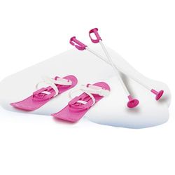 Jamara 460384 Snow Play Funny Carve 1ère étape 42cm rose - construction aérodynamique, bâtons de ski 60 cm, boucles de fixation sûres / réglables tailles (23 - 28), bâtons de ski 60 cm, rainures antidérapantes