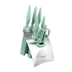 Rockingham Forge Greenworks 7 Piece Knife Block Set Green