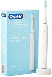 Oral-B Pulsonic Slim Clean 2000 Spazzolino elettrico sonico per una pulizia delicata dei denti, 2 modalità di pulizia con sbiancamento, timer, 1 testina Pulsonic Clean, bianco