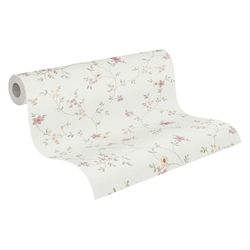 A.S. Création Papel de parede não tecido - papel de parede floral em cores variadas, verde e creme - Papel de parede para vários quartos, papel de parede em 10,05 m x 0,53 m