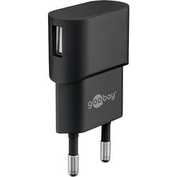 Goobay 44947 USB-nätadapter för Uttag 1 A (5 W) Med Sidoingång/För Smartphone Laddningskabel/Nätkontakt/Uttagsadapter, Svart