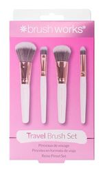 Ensemble de Pinceaux de Maquillage de Voyage, Blanc/Or