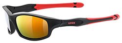 uvex Sportstyle 507, óculos de sol infantis, de espelho, incl. fita, preto mate vermelho/vermelho, um tamanho
