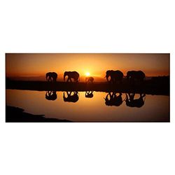 Homemania HM20KNV70x100-144 Cuadro - Elefante, Poliéster, Madera, Multicolor, 70 x 3 x 100 cm