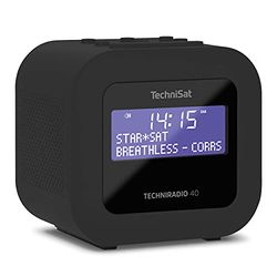 TechniSat TECHNIRADIO 40 - Radio-réveil DAB+ (DAB, FM, alarme avec deux heures d'alarme réglables, minuterie de mise en veille, fonction de rappel, écran LCD à intensité variable, fonction de chargement USB) noir