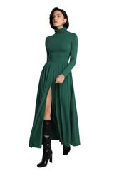 Madnezz House Storm maxi-jurk voor dames met rolkraag, groen, XL