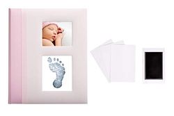 Pearhead Baby Memory Book met meegeleverde Clean-Touch Baby Safe Ink Pad om Baby's Hand of Voetafdruk te creëren, Nieuw Mama Gift, Baby Girl, Record Milestone Journal, Roze, P63026