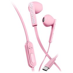 Urbanista Wired Earbuds, Tangle Free USB C Earphones Wired Call-Handling with Microphone, USB Type C Headphones Wired Stereo Input, Button Input with Voice Assistant, San Francisco, Pink