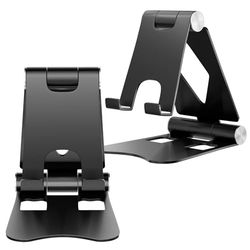 [Lot de 2] Zivacate Support Téléphone Bureau, [Pliable & Réglable], Porte Telephone Pliable Compatible avec iPhone 15, 14, 13 Pro Max, Tous les Téléphones Mobiles de 4'' à 7.9'',noir