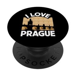 I Love Prague - Recuerdo de viaje, diseño de paisaje urbano PopSockets PopGrip Adhesivo