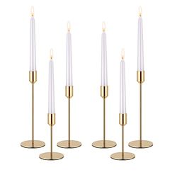 PNAVMG Gold Candle Holders Candlestick Holder for Taper Candles, Set of 6 Pcs Decorations Candle Stick Long Holder for Table Centerpieces, Wedding, Dinning, Anniversary, Party(Candles not Include)