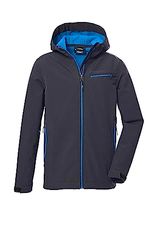 killtec Jongens Softshell jack met capuchon/outdoorjack is waterafstotend KOW 157 BYS SFTSHLL JCKT, black blue, 152, 40913-000