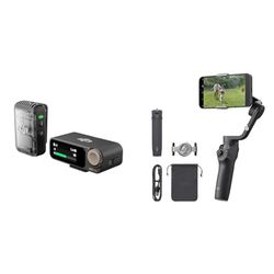 DJI Mic 2 (1 TX + 1 RX), microfono wireless con eliminazione intelligente del rumore & Osmo Mobile 6, stabilizzatore per smartphone a 3 assi, manico telescopico integrato