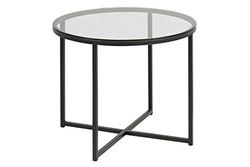 AC Design Furniture Gurli - Tavolino rotondo, 55 x 55 x 45 cm, colore: trasparente/nero, vetro/metallo, 1 pezzo