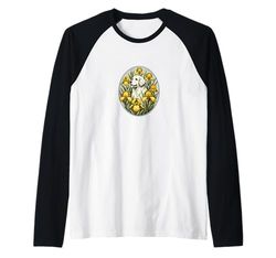 Golden Retriever Arte Iris Fiore Illustrazione Maglia con Maniche Raglan