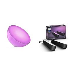 Philips Hue Play Pack White & Color Ambiance, Noir + Philips Hue Go Lampe portable connectée White And Color Compatible Bluetooth