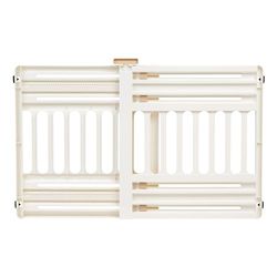IRIS USA 24"-39" Dog Gate, Adjustable Indoor Pet Barrier, Pet Gate for Puppy, Small Dog, Cat, Easy Twist-to-Lock for Doorways & Stairs, Portable, Expandable, 25" Tall, White