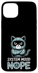 Divertente ingegnere robotico design con robot scontroso Cat Nope Custodia per iPhone 15 Plus