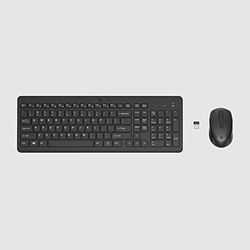 HP 330 Wireless Keyboard and Mouse Combo, 2.4 GHz Wireless Connection with USB Dongle, 12 Function Keys, Ergonomically Designed, 1600 DPI, LED Indicators, Numpad - Black