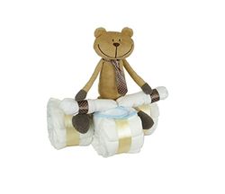 Dubistda© Tricycle à couches avec conducteur ours – Cadeau de naissance/gâteau de couches 42 pièces