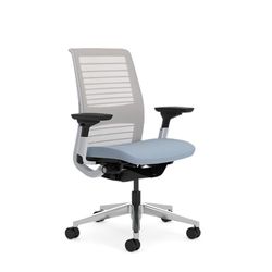 Steelcase Think Glow Up, chaise de bureau ergonomique avec soutien lombaire LiveBack, accotoirs 4D et design durable Bleu Nickel