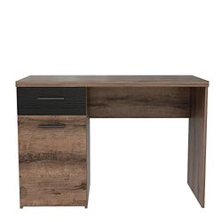 Forte Jacky Bureau avec 1 Porte et 1 tiroir, Panneau de Particules, décor chêne Boue avec chêne Noir, L x H x P : 110 x 76,5 x 52,7 cm