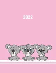 2022: Großer Buchkalender 2022 A4 I 400 Seiten I 1 Tag 1 Seite I Tagebuch I Terminkalender I Kalenderbuch I Design rosa Koalabärchen (German Edition)