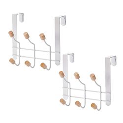 BEEK Door Hook for Hanging Coat Hooks Door Coat Hooks for Door Wardrobe Hooks Kitchen Bathroom Hallway Bedroom Coat Hooks Door Wardrobe with 6 Hooks 2 Set No Drilling