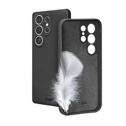 SBS Instinct - Fodral för Samsung S25 Ultra - Kompatibel trådlös laddning, mjuk yta, mjuk vid beröring och mikrofiber interiör, kameraskydd och tangentskydd, TPU-material, svart