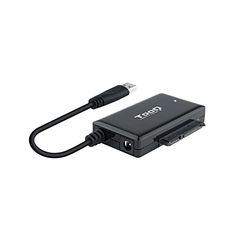 TOOQ TQHDA-02C - Adaptador USB 3.0 USB-C a SATA para Discos Duros de 2.5” y 3.5”, con Alimentador, Color Negro