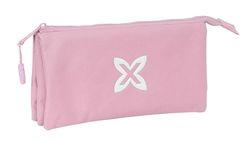 Safta Munich Basic Pennenetui, drievoudig, voor kinderen, ideaal voor schoolleeftijd, comfortabel en veelzijdig, kwaliteit en duurzaamheid, 22 x 3 x 12 cm, roze, Roze, Standaard, casual